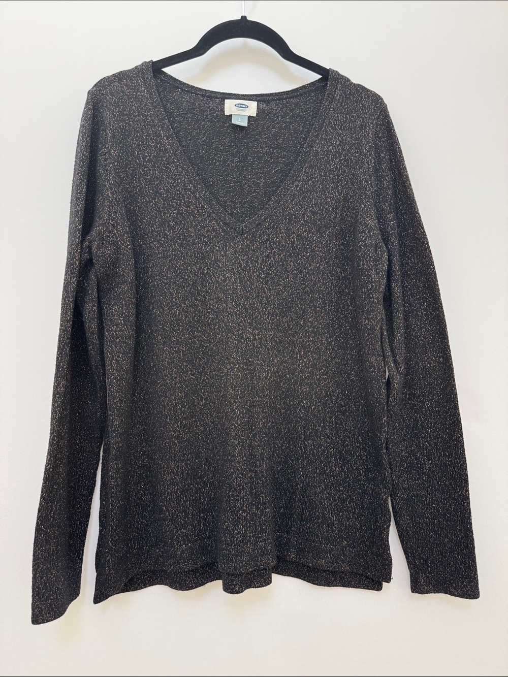 Old Navy Black and Copper V-Neck Sweater